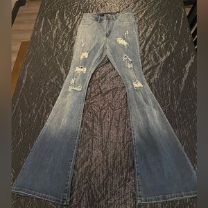 Fashion Nova Distressed Flare Jeans NWT